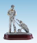 Golfer man met caddy